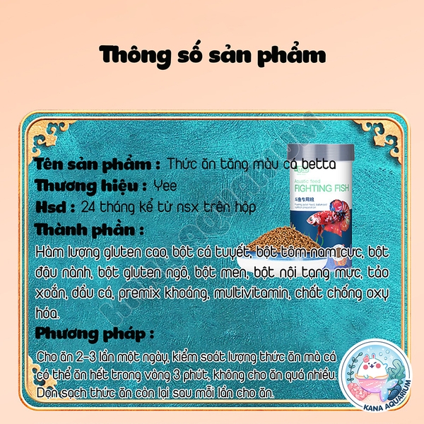 Cám Cá Betta Yee Fighting Fish 🐟 FREESHIP 🐟 Thức Ăn Đặc Biệt Cân Bằng Dinh Dưỡng Thúc Size Kích Màu