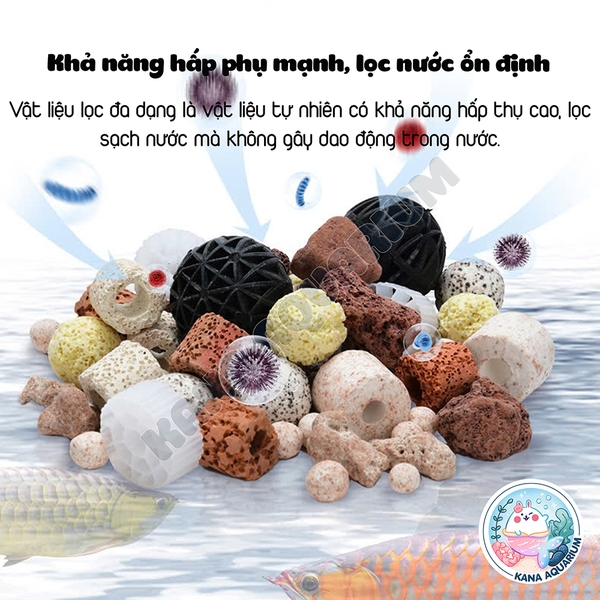 [Có sẵn túi] Combo Vật Liệu Lọc Cao Cấp Yee  🐟 FREESHIP 🐟 Sứ Lọc Giúp Trong Nước Khử Mùi Bể Cá