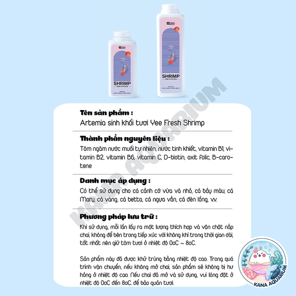 Artemia Sinh Khối YEE FRESH SHRIMP . Artermia Tươi Cung Cấp Dinh Dưỡng Toàn Diện Cho Cá Cảnh
