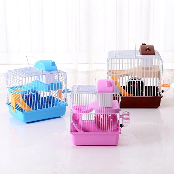 Lồng Hamster Mini Kèm Gác Lửng Nhỏ Full.Chuồng Hamster Mini 𝐠𝐚́𝐜 𝐥𝐮̛̉𝐧𝐠 𝐧𝐡𝐨̉ Full Phụ Kiện Wheel Chạy Chén Ăn Bình Nước