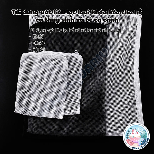 Túi Lưới Đựng PURIGEN 🐟 FREESHIP 🐟 Túi Đựng Các Vật Liệu Lọc Siêu Mịn Có Khóa Kéo Nhiều Kích Thước