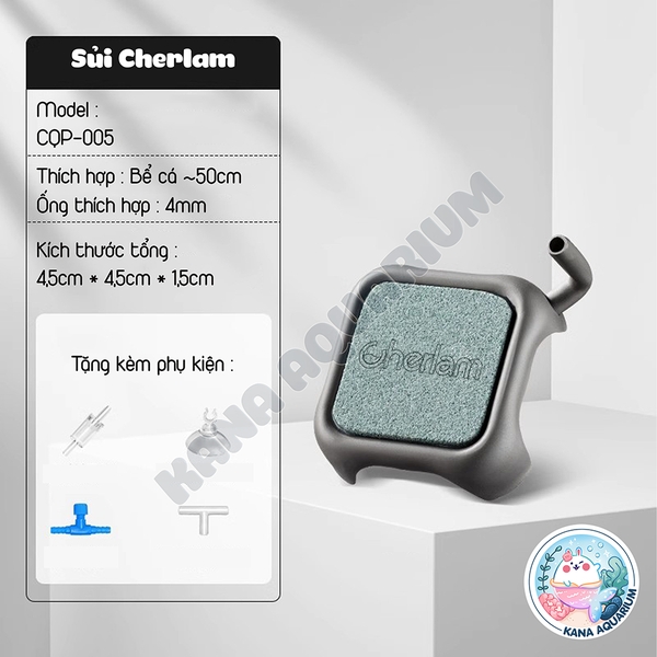 Đĩa Sủi Oxy Cao Cấp Cherlam 🐟 FREESHIP 🐟 Bọt Oxy Siêu Mịn Siêu Êm, Chân Đế Inox Tặng Kèm Phụ Kiện