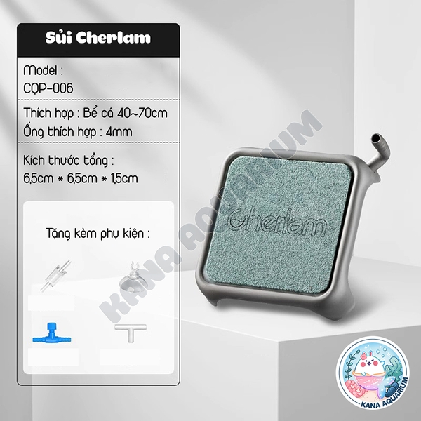 Đĩa Sủi Oxy Cao Cấp Cherlam 🐟 FREESHIP 🐟 Bọt Oxy Siêu Mịn Siêu Êm, Chân Đế Inox Tặng Kèm Phụ Kiện