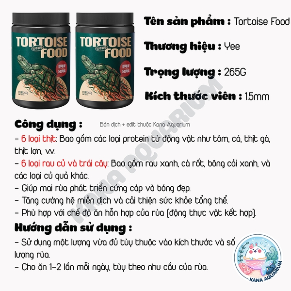Thức Ăn Rùa Cảnh 🐟 FREESHIP 🐟 Yee Turtle Feed Dinh Dưỡng Phát Triển Khỏe Mạnh Mai Rùa Đẹp Tự Nhiên