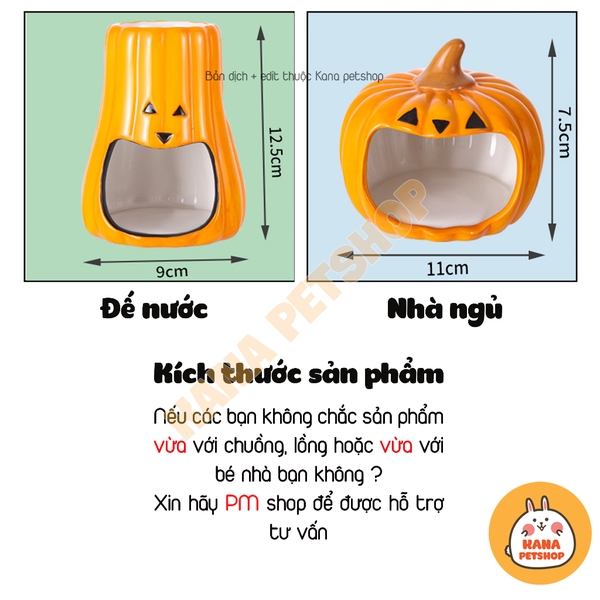 Set Nhà Sứ Hình Bí Ngô Đáng Yêu Cho Hamster 🐹FREESHIP🐹 Giảm Nhiệt, Trang Trí Độc Đáo Lồng Hamster