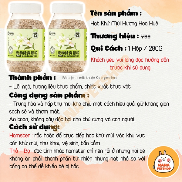 Hạt Khử Mùi Khay Vệ Sinh Yee Cho Thỏ, Bọ Ú, Thú Nhỏ