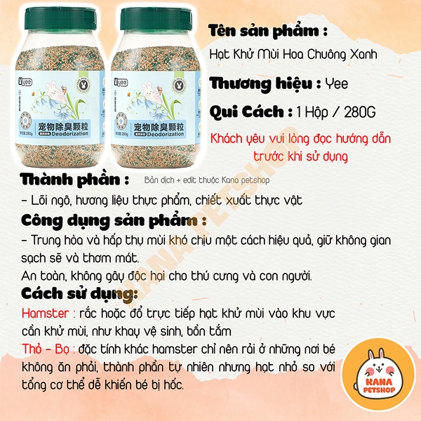 Hạt Khử Mùi Khay Vệ Sinh Yee Cho Thỏ, Bọ Ú, Thú Nhỏ