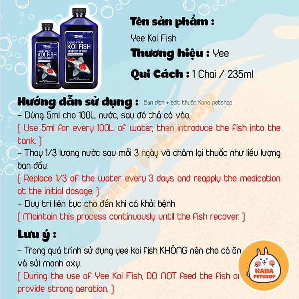 Dung Dịch Chăm Sóc Cá Koi 🐟 FREESHIP 🐟 Yee Koi Fish Phòng Bệnh Nấm, Thối Đuôi, Thối Mang Cá Koi