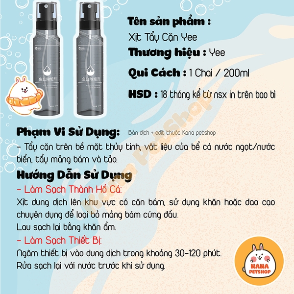 Dung Dịch Tẩy Cặn Bẩn Voonline 🐟 FREESHIP 🐟 Tẩy Cặn Hồ Cá Vật Liệu Bẩn Yee Không Gây Hại Cho Cá