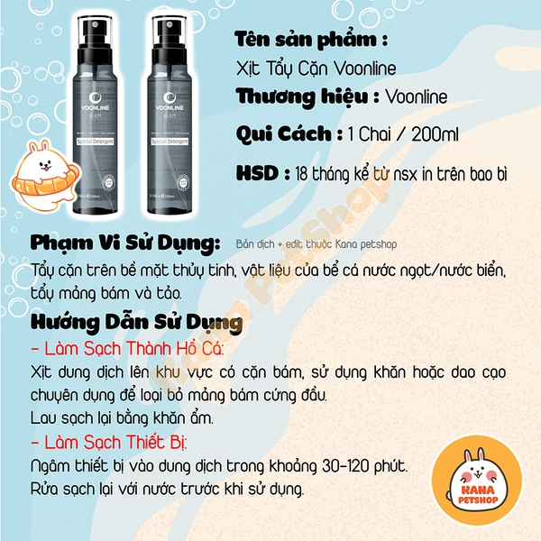 Dung Dịch Tẩy Cặn Bẩn Voonline 🐟 FREESHIP 🐟 Tẩy Cặn Hồ Cá Vật Liệu Bẩn Yee Không Gây Hại Cho Cá
