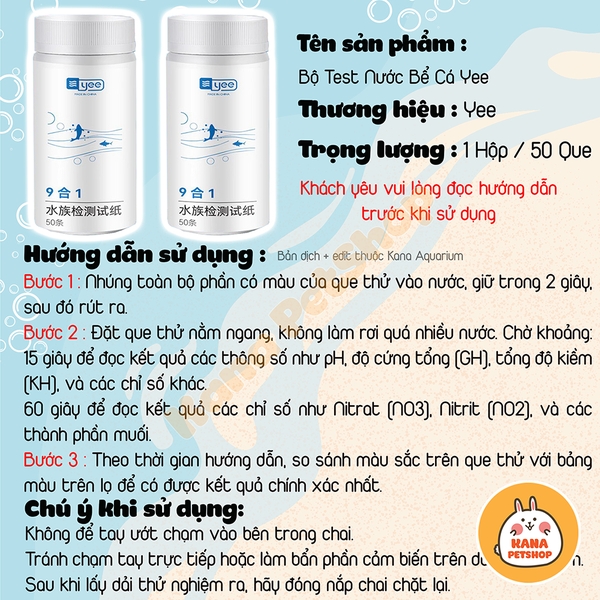 [9 in 1] Bộ Test Nước 9 Trong1 Yee 🐟 FREESHIP 🐟 Test pH/gH/kH/No3/No2/TCL/Cl2/H2S/TA Bể Cá Chính Xác