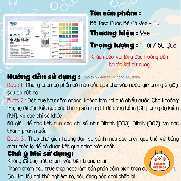 [9 in 1] Bộ Test Nước 9 Trong1 Yee 🐟 FREESHIP 🐟 Test pH/gH/kH/No3/No2/TCL/Cl2/H2S/TA Bể Cá Chính Xác
