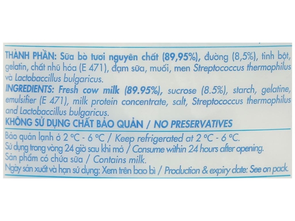 Sữa chua có đường Dalat Milk hộp 500g