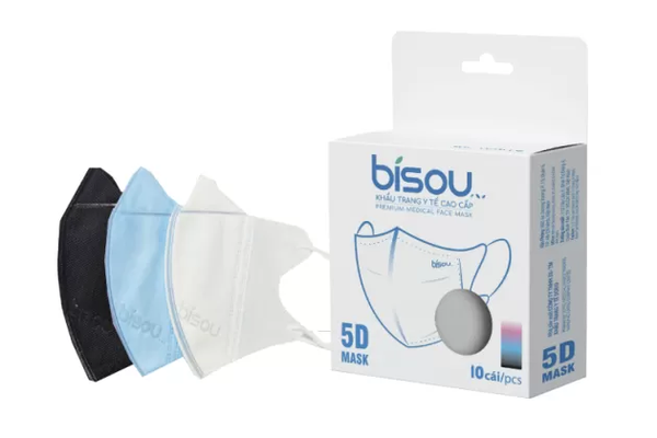 Khẩu trang Bisou 5D MASK Trắng hộp 10 cái