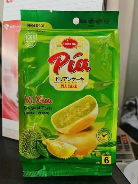 Bánh pía chay mini lá dứa sầu riêng túi 120g