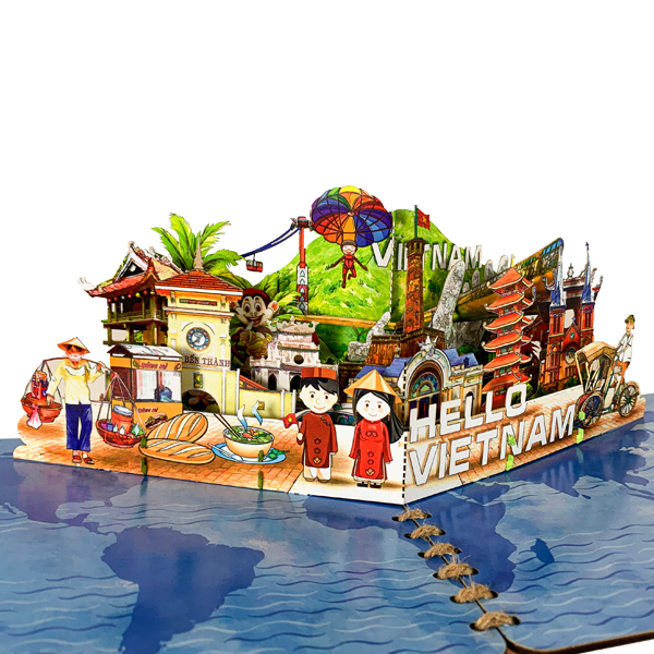 Thiệp 3D mô hình hello Vietnam