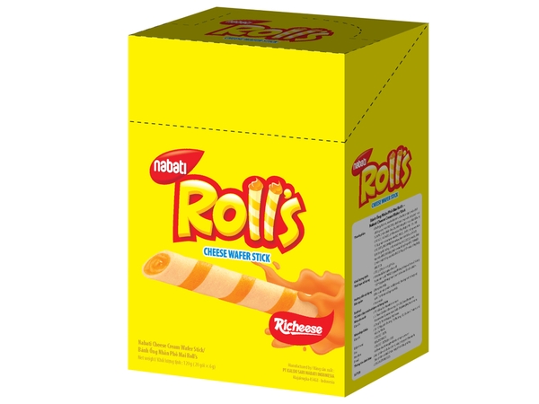 Bánh quế nhân phô mai Nabati Roll's Cheese Wafer Stick hộp 120g (20 gói x 6g)
