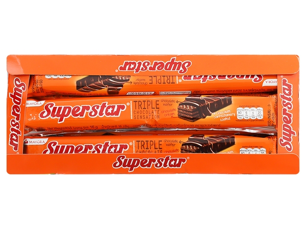 Bánh xốp Super Star chocolate hộp 192g(12.5G x 12 Thanh)
