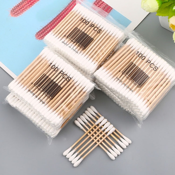 Tăm bông (cotton swabs) 2 đầu vệ sinh tai, mũi  túi 100 chiếc