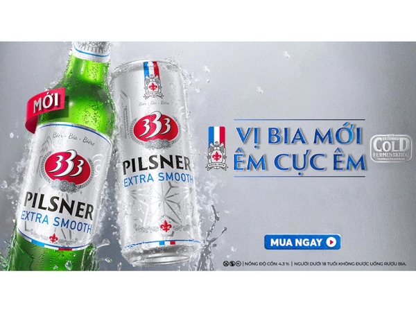 Bia 333 Pilsner Extra Smooth lon 330ml