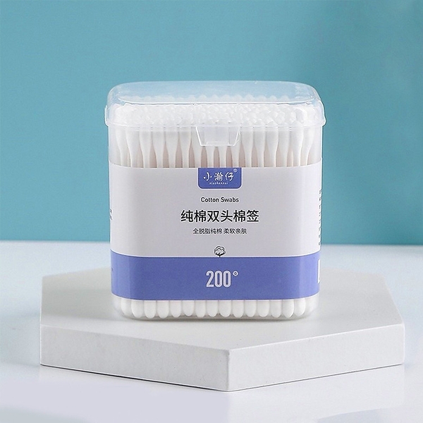 Tăm bông (cotton swabs) 2 đầu vệ sinh tai, mũi  hộp 200 chiếc