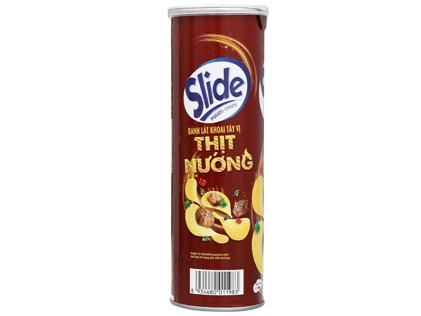 Snack khoai tây vị thịt nướng Slide lon 90g