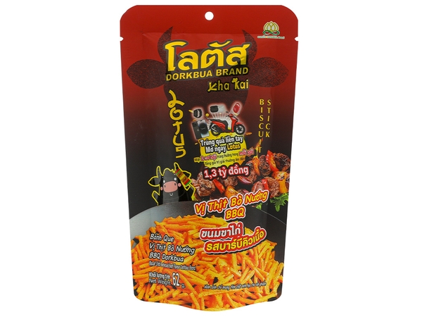 Bánh que Dorkbua vị thịt bò nướng BBQ gói 62g