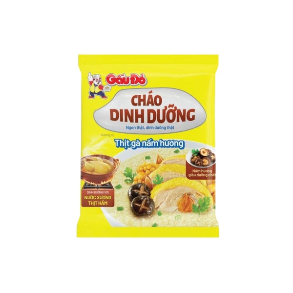 Gấu Đỏ -Cháo dinh dưỡng Gấu Đỏ vị thịt gà nấm hương  60g pack