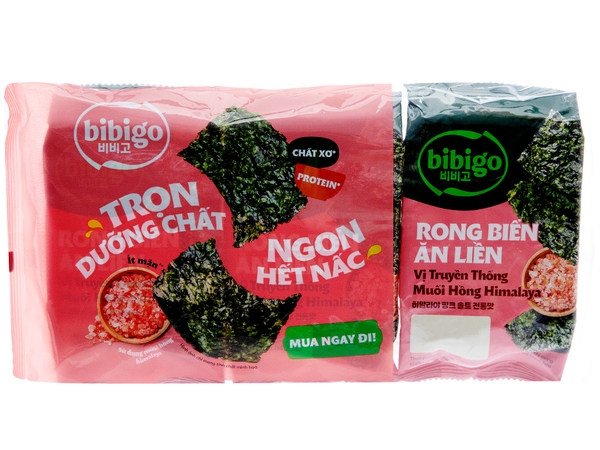 Rong biển ăn liền Bibigo vị truyền thống muối hồng Himalaya hộp (4g x 3 gói )