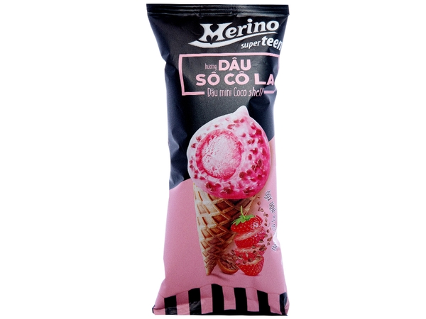 Kem ốc quế dâu socola Merino cây 60g