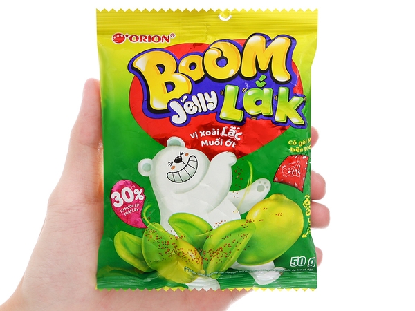 Kẹo dẻo vị xoài lắc muối ớt  Orion Boom Jelly gói 23.5g
