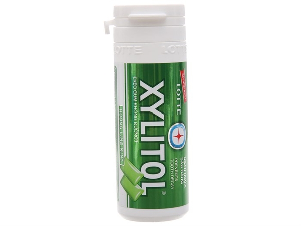 Kẹo gum không đường Lotte Xylitol hương Lime Mint hũ 26.1g