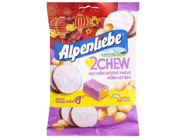 Kẹo mềm hương khoai môn hạt sen Alpenliebe 2 Chew gói 84g