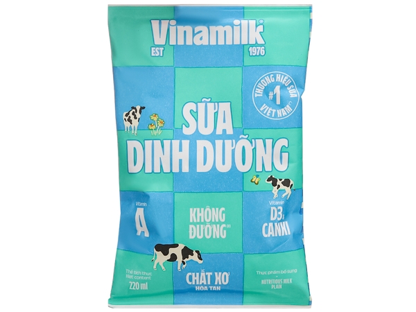 Sữa dinh dưỡng Vinamilk Ít đường Bịch 220ml
