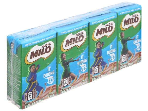 Sữa lúa mạch ít đường Milo hộp 110ml