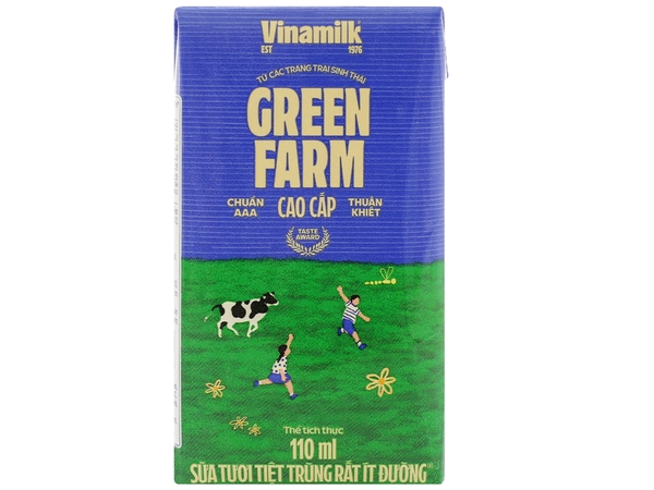 Sữa tươi tiệt trùng rất ít đường Vinamilk Green Farm hộp 110ml