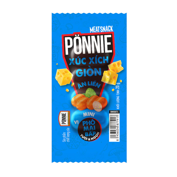 Xúc xích hotdog Ponnie giòn ăn liền Vị Phô Mai cây 20g