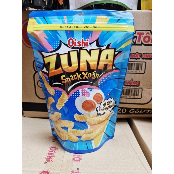 Snack xoắn Oishi Zuna vị xốt trứng muối gói 65g
