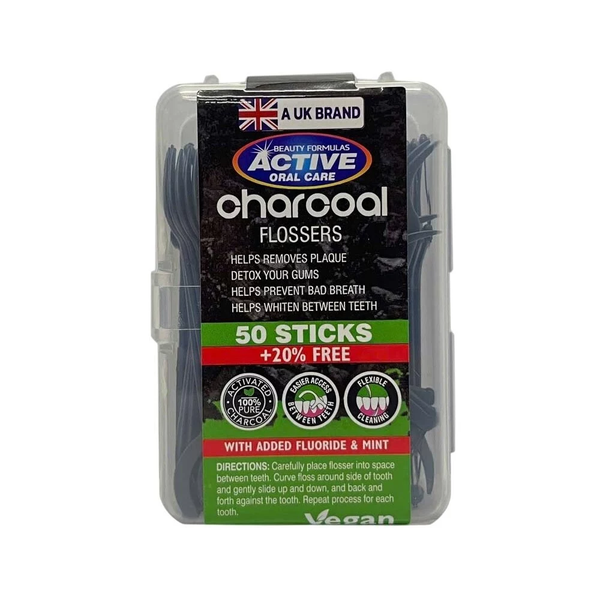 Tăm chỉ active oral care Charcoal flossers hộp 50 cây