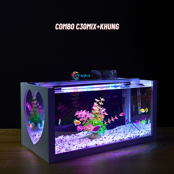 Bể cá mini 40cm COMBO đầy đủ CHỌN MẪU phù hợp nuôi cá cảnh mini để bàn