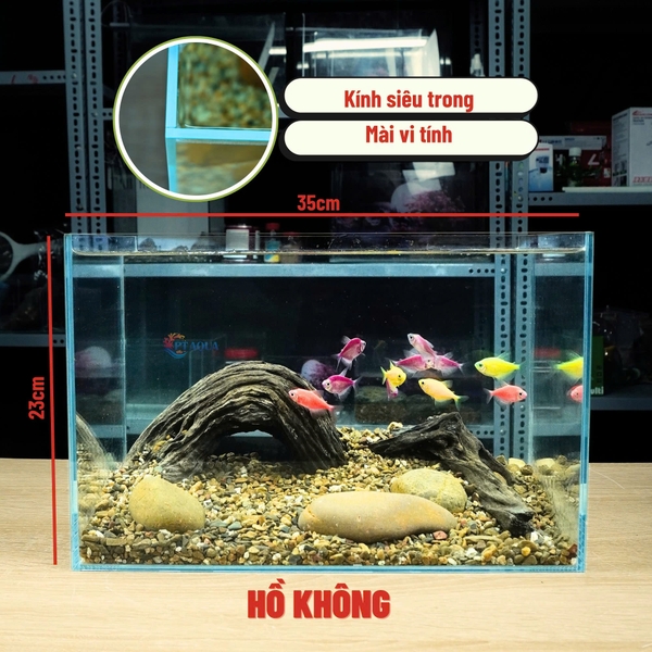 Bể Cá Mini Để Bàn ĐÚC SIÊU TRONG 35x21x23cm Phù Hợp Nuôi Cá , Làm Hồ Thuỷ Sinh Mini