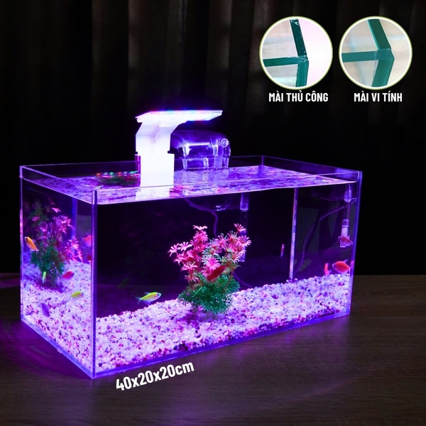 Bể cá mini 40x20x20cm Nhiều Mẫu Để Bàn Đẹp Phù Hợp Nuôi Cá Cảnh Nhỏ