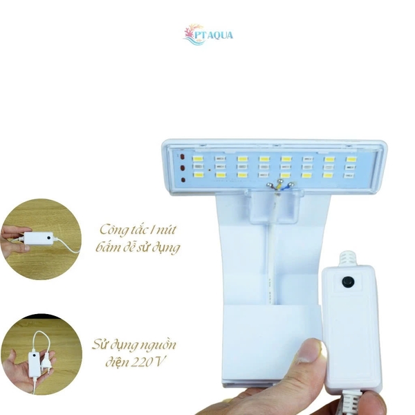 Đèn LED 12 kẹp thành hồ cá, hồ thủy sinh từ 15 đến 40cm