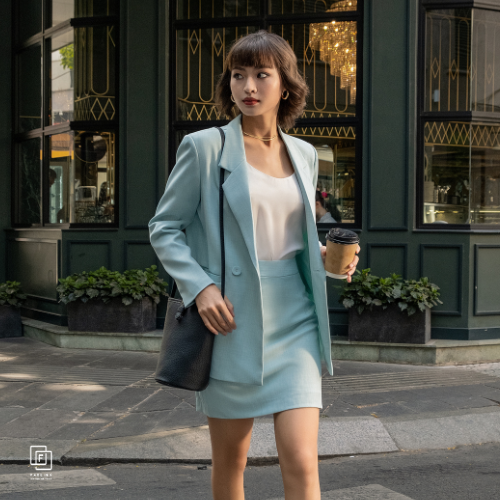 Bộ Blazer: Chân Váy Nữ Xanh Mint Faslink FV78