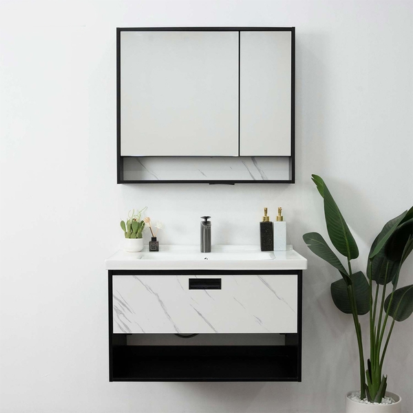 Bộ tủ chậu lavabo, tủ gương phòng tắm MW6952