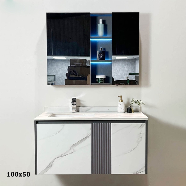Bộ tủ chậu lavabo, tủ gương phòng tắm MW6637