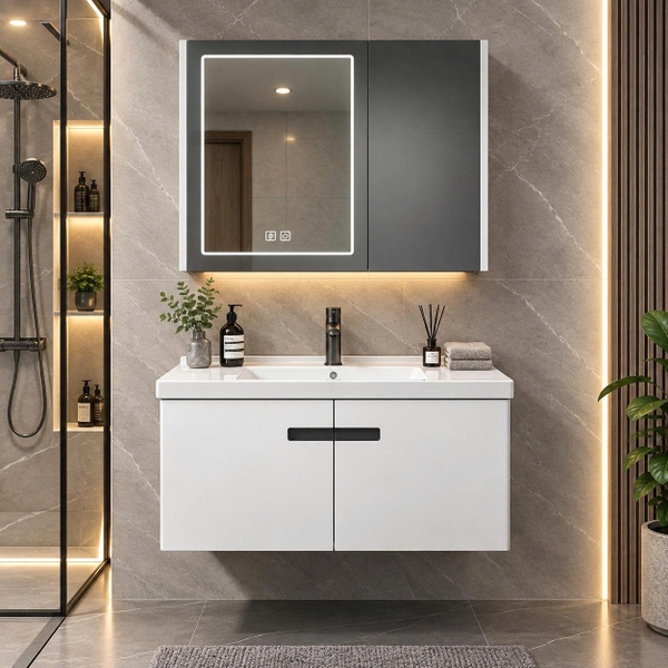Bộ tủ chậu lavabo, tủ gương phòng tắm CR-237