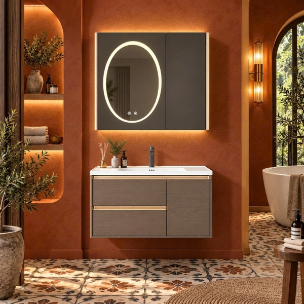 Bộ tủ chậu lavabo, tủ gương phòng tắm TC 109