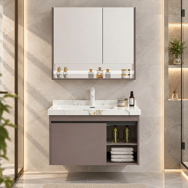 Bộ tủ chậu lavabo, tủ gương phòng tắm CR-221