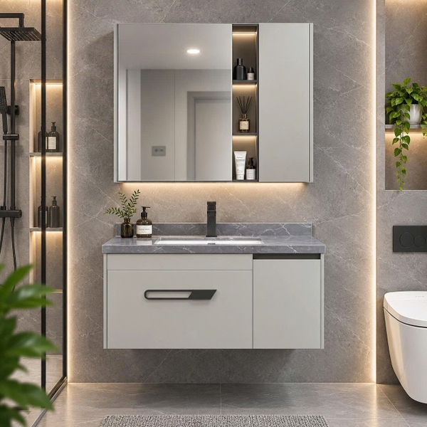 Bộ tủ chậu lavabo, tủ gương phòng tắm CR-225